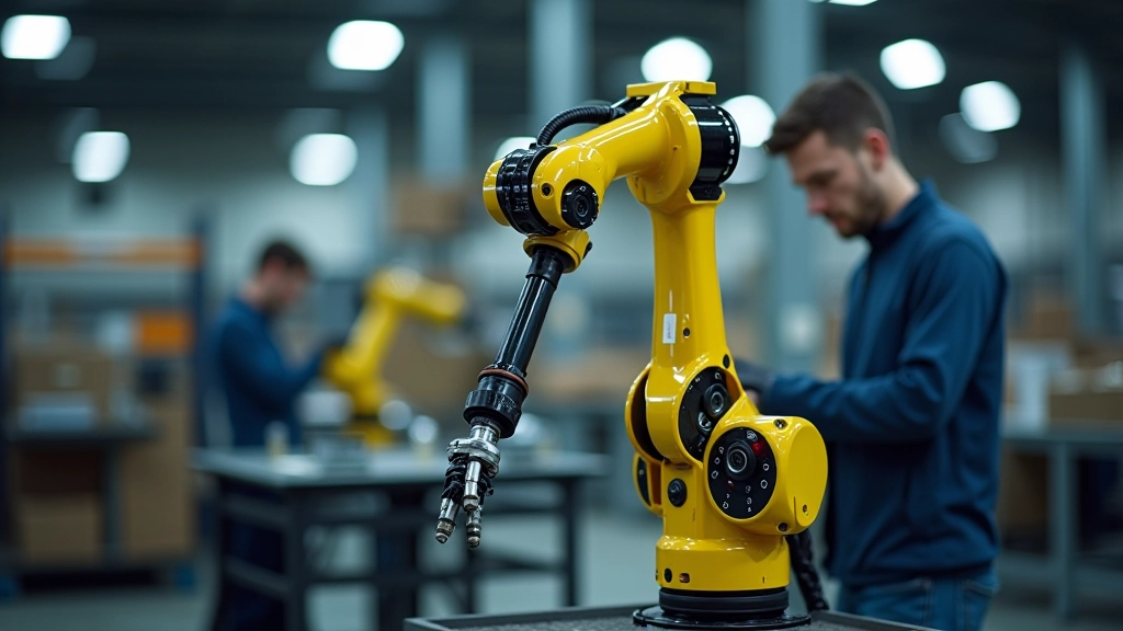Sadarbības robots rūpniecības vidē, darbojoties ar montāžas uzdevumiem
